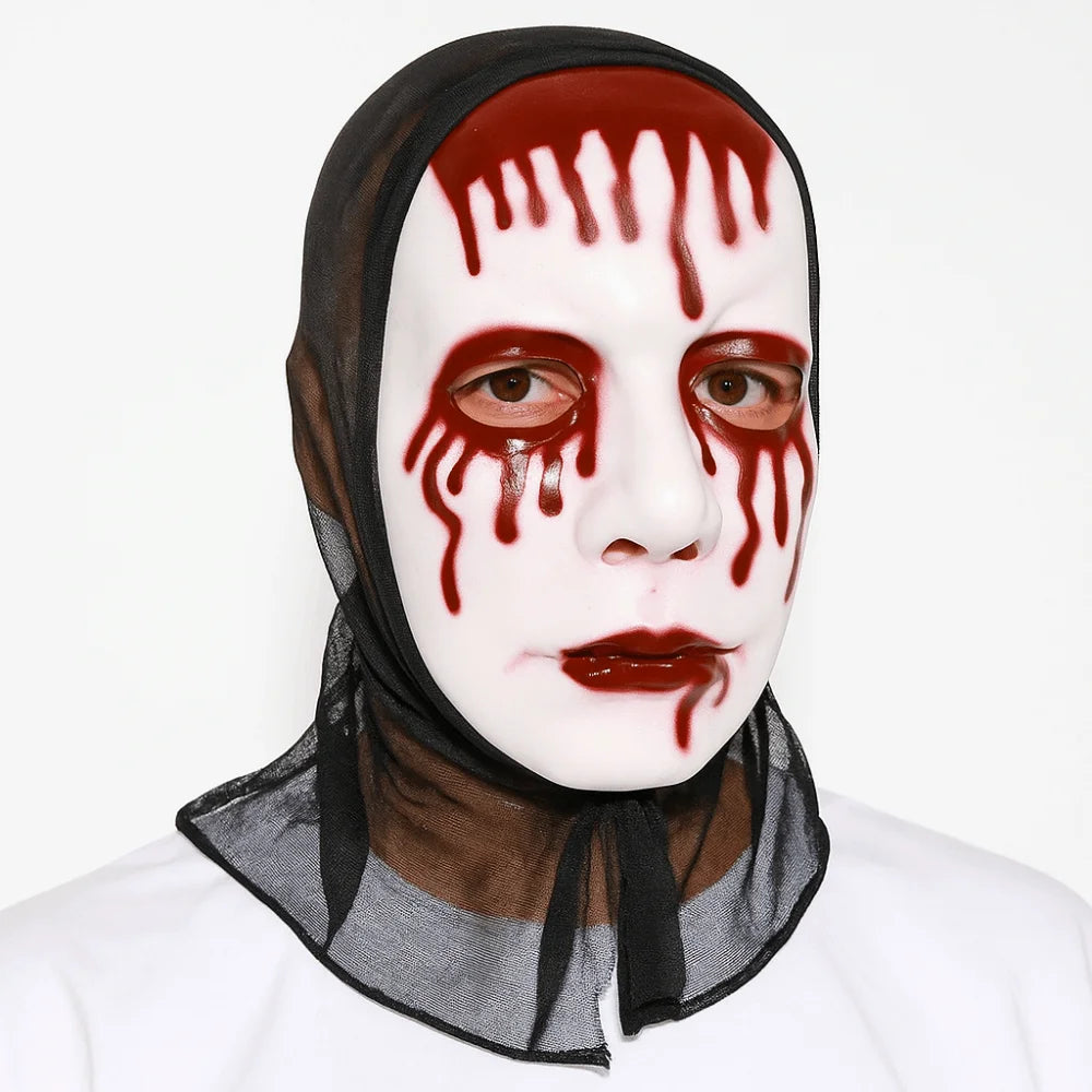Scary Makeup Scary Look Halloween Mask Realistic Blood Plastic Party Costume Props Reusable Blood Scar Mask Theater Show