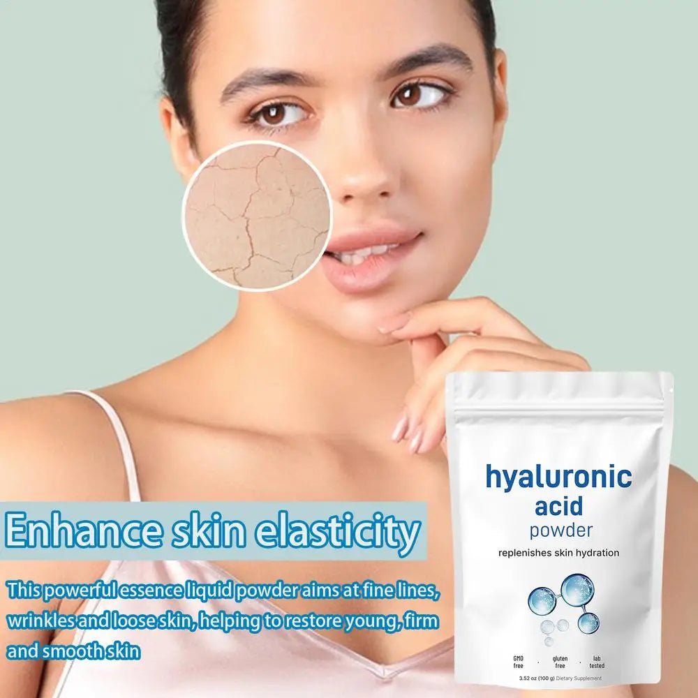 100g Hyaluronic Acid Powder, Deep moisturizing ,Moisturizing and Whitening,top Cosmetic Ingredients Anti-aging Food Grade