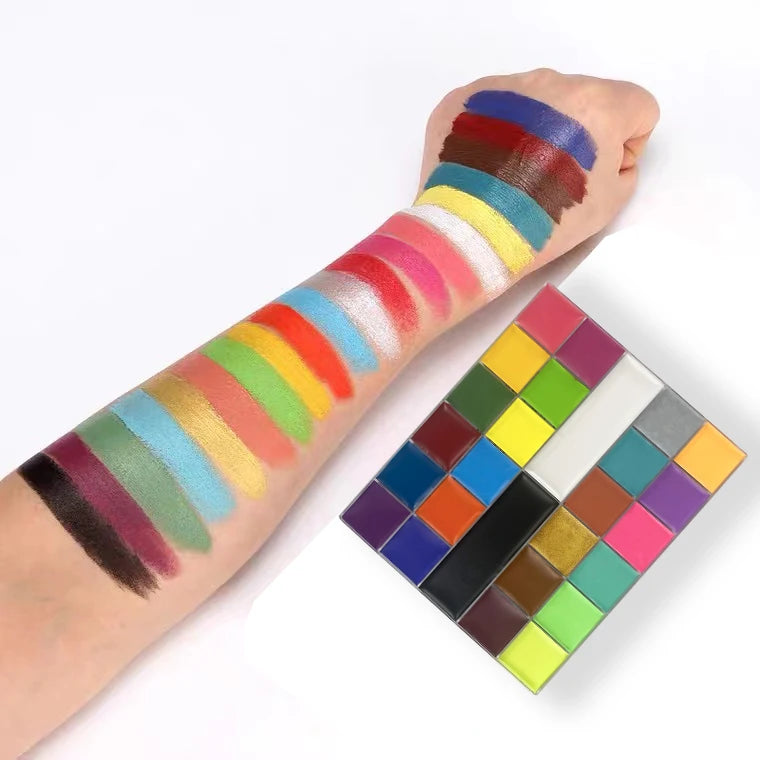 Halloween Face&Body Paint Tray,Rainbow Colorful Oil-Soluble Face Makeup Painting Palette for Festivals,Parties&Butterfly Makeup