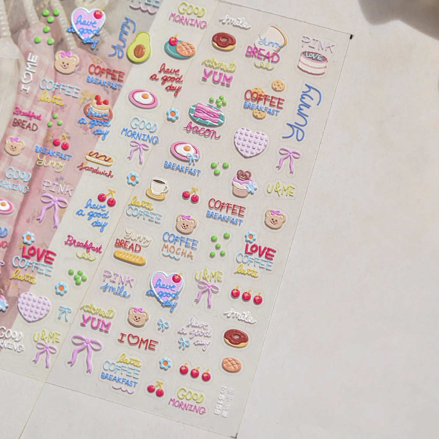 Halloween 5D Nail Art Stickers Sweet Pink Heart-Shaped Pumpkins Black Cat Bat Flocks Ghosts Skeleton Manicure Decal for Girls