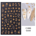 1PCS 3D Laser Snowflake Snowman Nail Stickers Winter Christmas Nail Art Decoration Gold Silver Christmas Tree Nail Art Stickers