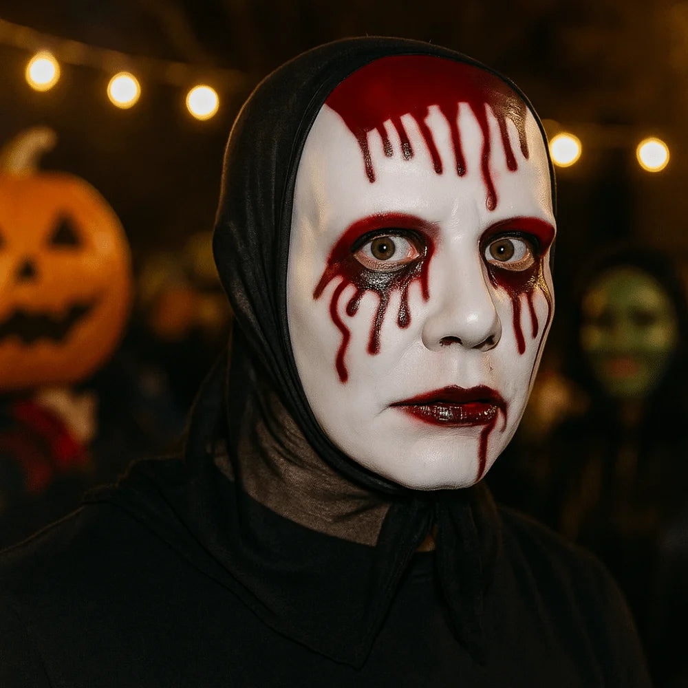 Scary Makeup Scary Look Halloween Mask Realistic Blood Plastic Party Costume Props Reusable Blood Scar Mask Theater Show