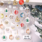 5D Christmas Embossed Nail Stickers Gold White Snowflakes Christmas Tree Snowman Nail Decals New Year DIY Manicure Decoration