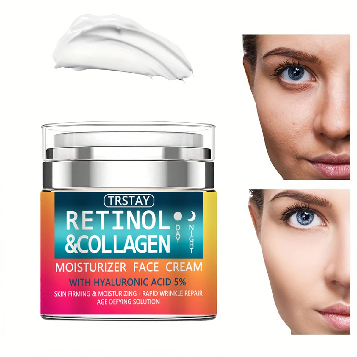 Moisturizing face cream containing 5% hyaluronic acid can firm skin, moisturize, smooth wrinkles and repair damaged skin