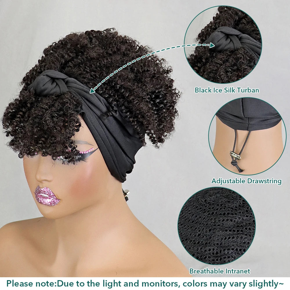 6inch Afro Kinky Curly Headband Wig 100% Human Hair Full Machine High Quality Brazilian Virgin Hair For Women Soft and Silky