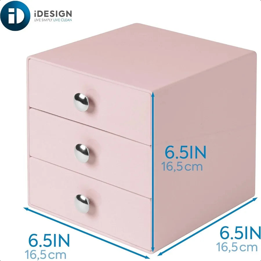iDesign Plastic 3Drawer Jewelry Box Compact Storage Organization Drawers Set for Cosmetics Dental Supplies Hair Care Bathroom O