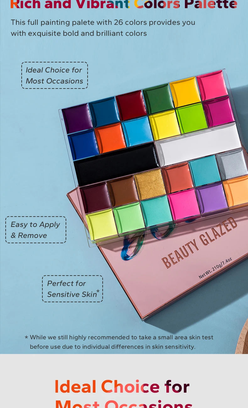 Halloween Face&Body Paint Tray,Rainbow Colorful Oil-Soluble Face Makeup Painting Palette for Festivals,Parties&Butterfly Makeup