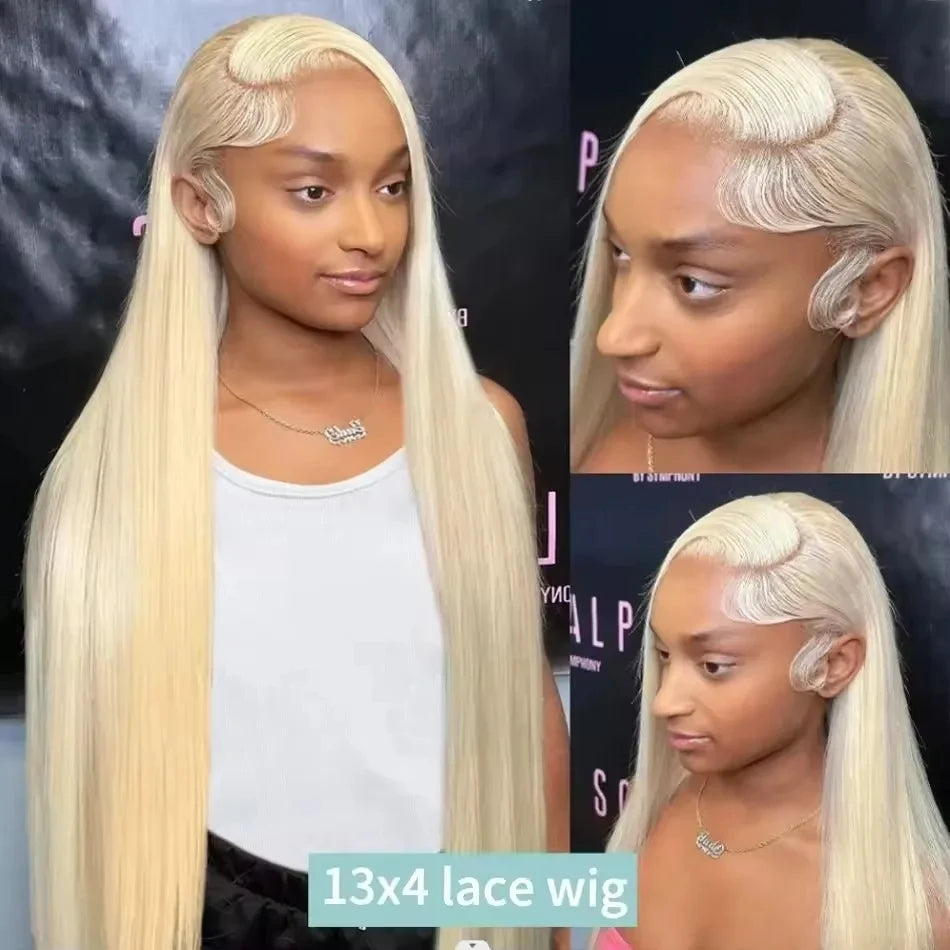 30 Inch Straight Human Hair Wigs Blonde 613 Human Hair Wigs 13x6 HD Lace Frontal Wig 250 Density Brazilian Pre Plucked Hair Wig