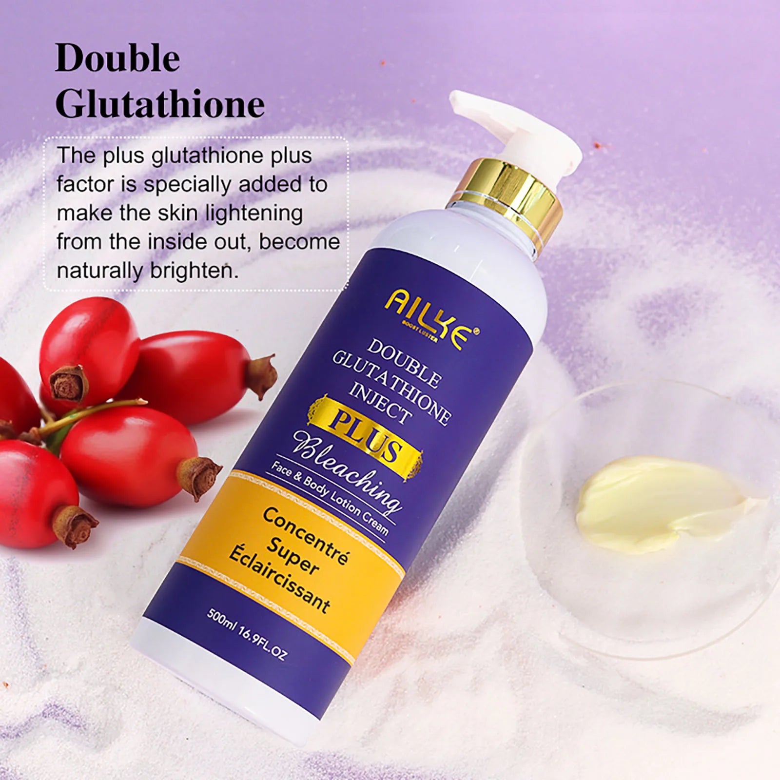 AILKE Glutathione PLUS Bleaching Skin Care Set, Moisturizing, Even Skin Tone, Improve Dark and Black Skin, Reduce Spots