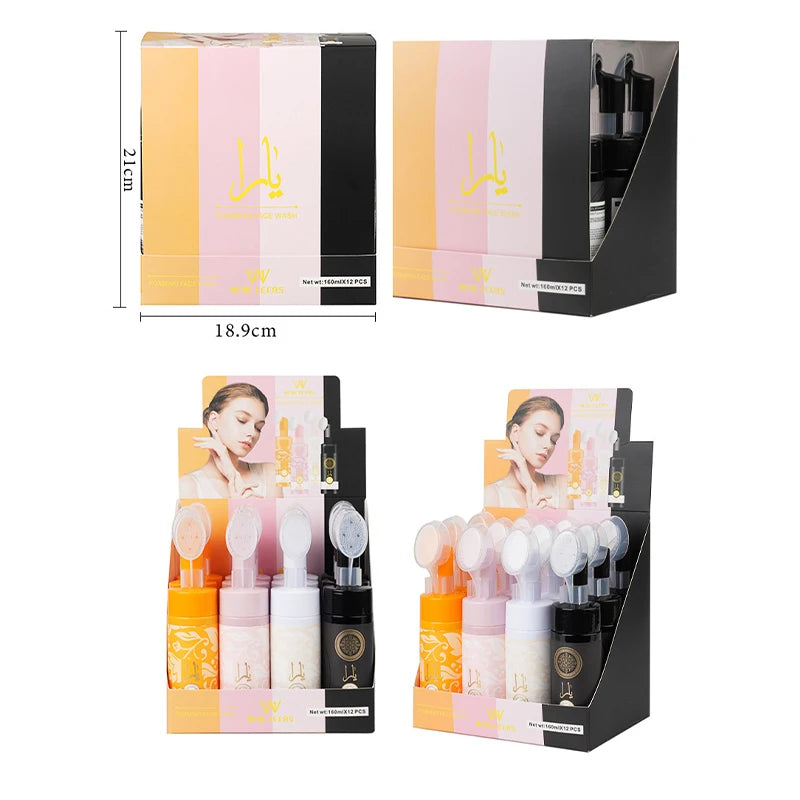 Facial Cleansing Mousse with Brush Head,Oil Control Pores Decontamination Face Cleaner,Mild Hydration Soothing Purifying Foam