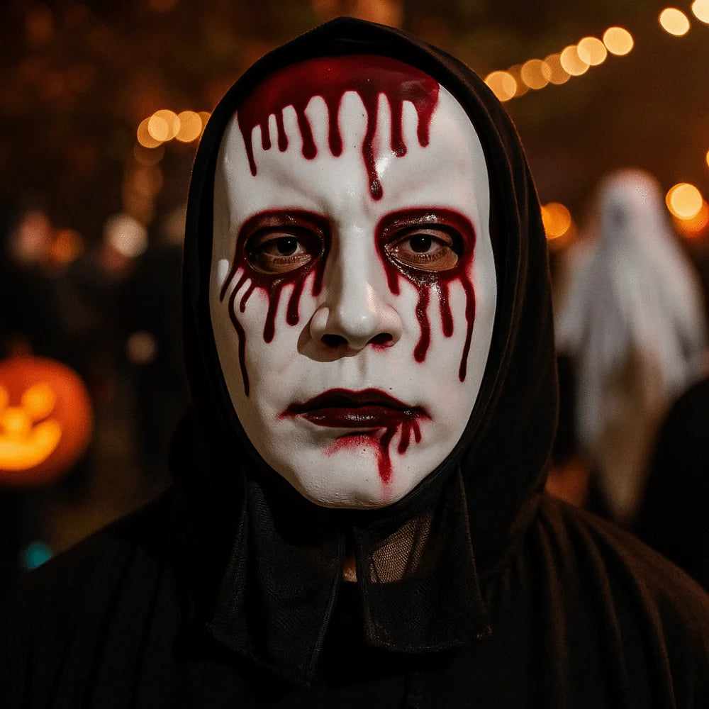 Scary Makeup Scary Look Halloween Mask Realistic Blood Plastic Party Costume Props Reusable Blood Scar Mask Theater Show