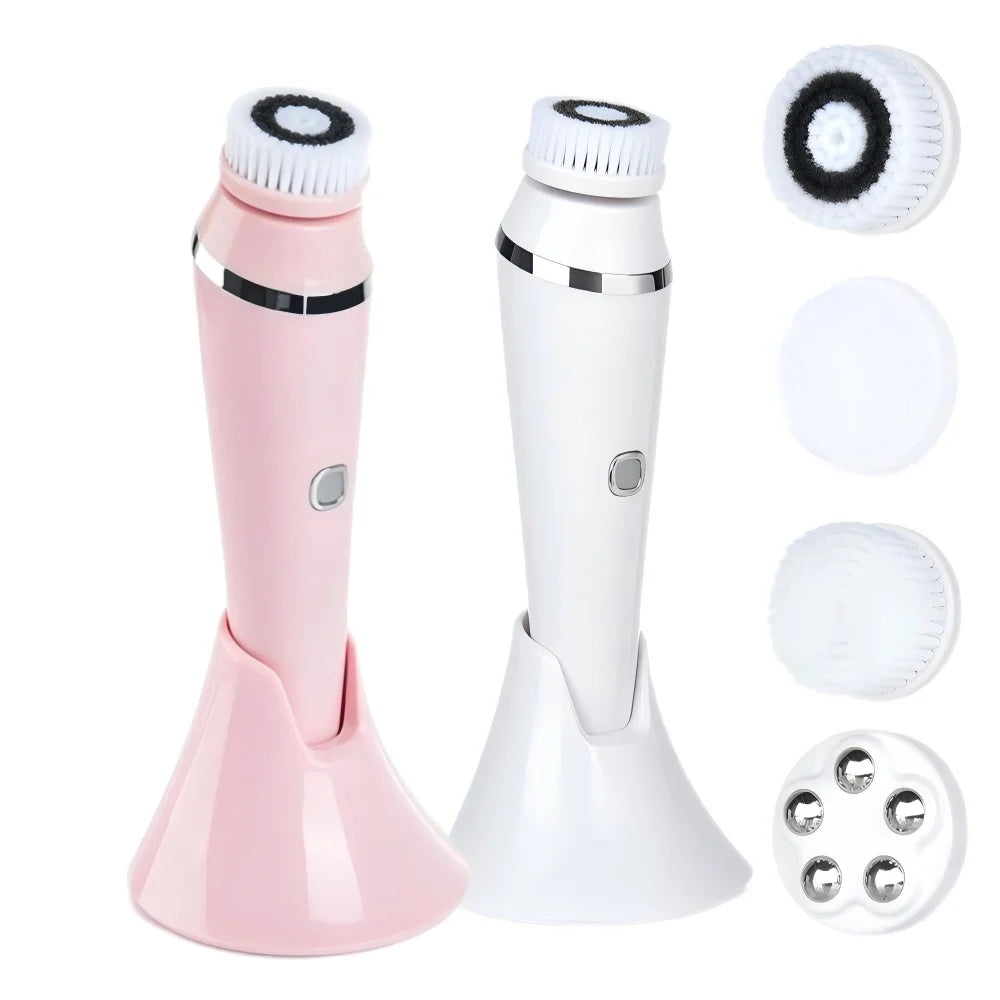 Facial Cleansing Brush 4 in 1 Electric Rechargeable Waterproof Rotating Face Cleaner Deep Pore Cleansing Skin Care Tool