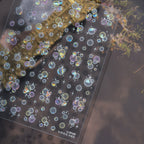 Halloween 5D Nail Art Stickers Sweet Pink Heart-Shaped Pumpkins Black Cat Bat Flocks Ghosts Skeleton Manicure Decal for Girls