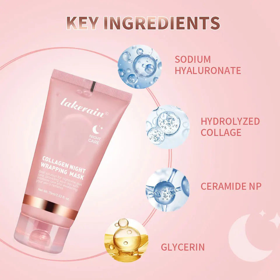 Collagen Peel-off Mask Moisturizing Deep Cleansing Anti Wrinkle Face Skin Care Masks Hydrating Overnight Collagen Mask Cream.