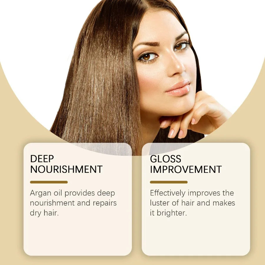 Hoegoa Argan Hair Care Oil Repair Dry Split Hair Smooth And Glossy Hair Care Oil