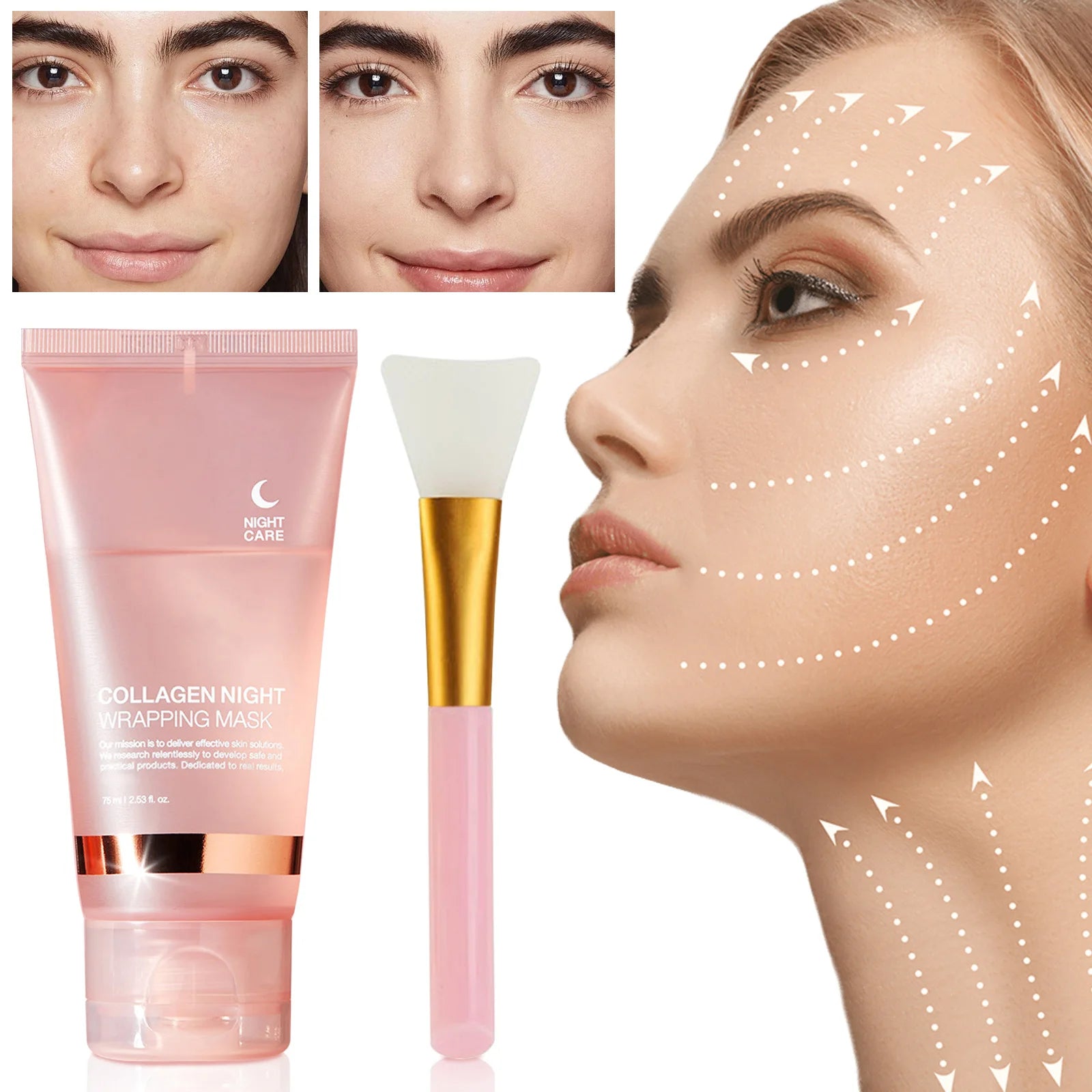 Collagen Night Wrapping MaskReduces Sagging & Dullness Hydrolyzed  Elasticity Hydration Skin Care for All Skin Types
