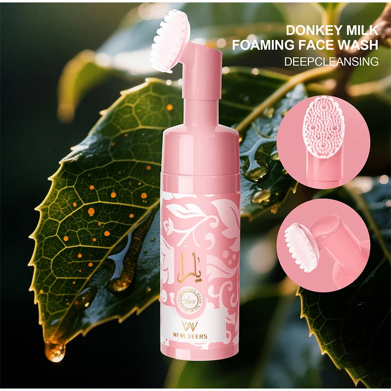 Facial Cleansing Mousse with Brush Head,Oil Control Pores Decontamination Face Cleaner,Mild Hydration Soothing Purifying Foam