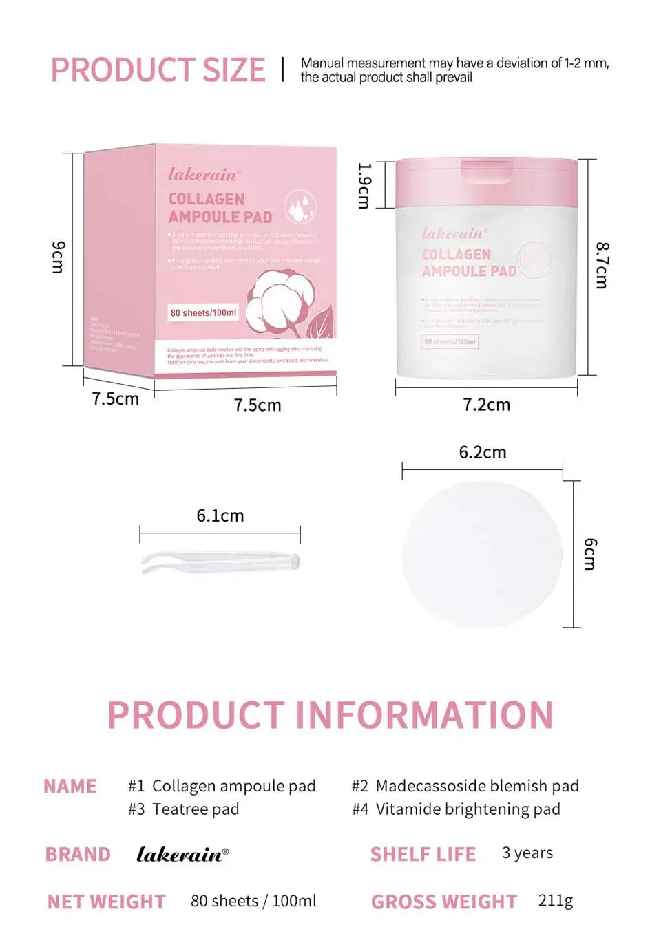 80 Sheets/ 100ml Toner Cotton Pads For All Skin Types, Tighten Skin Improve Fine Lines, Calm Balance Acne And Sensitive Skin