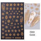 1PCS 3D Laser Snowflake Snowman Nail Stickers Winter Christmas Nail Art Decoration Gold Silver Christmas Tree Nail Art Stickers