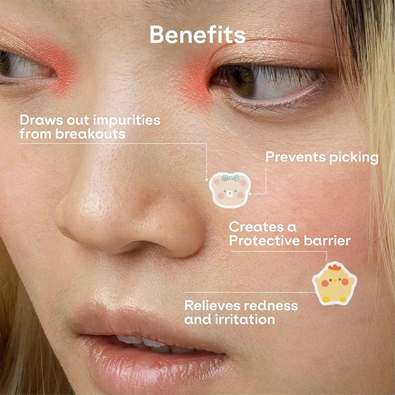 100 Patches Bear Shape Pimple Patches Colorful Hydrocolloid Pimple Healing Sticker Cute Strong Absorption Zit Patches Face Care