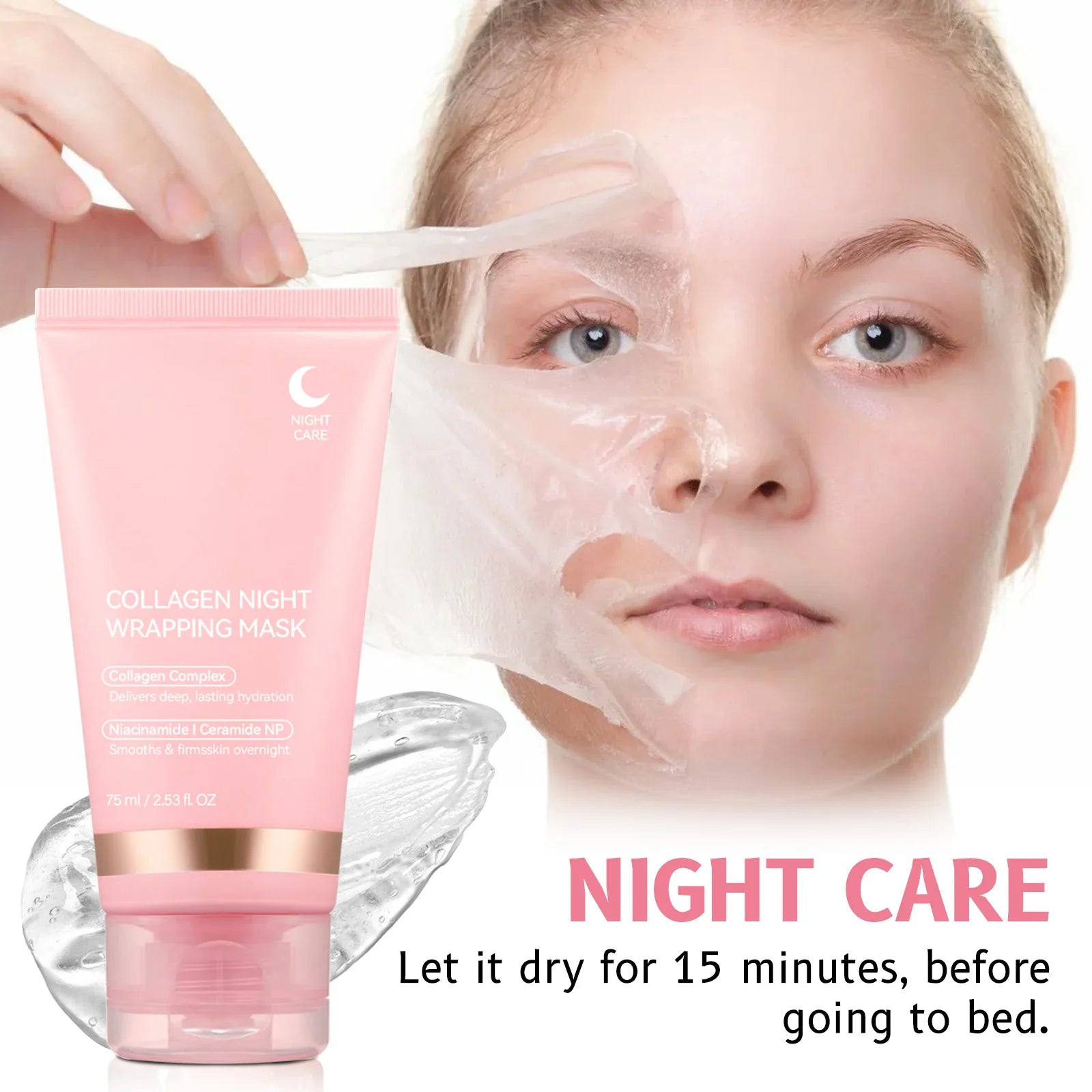 Collagen Night Wrapping MaskReduces Sagging & Dullness Hydrolyzed  Elasticity Hydration Skin Care for All Skin Types