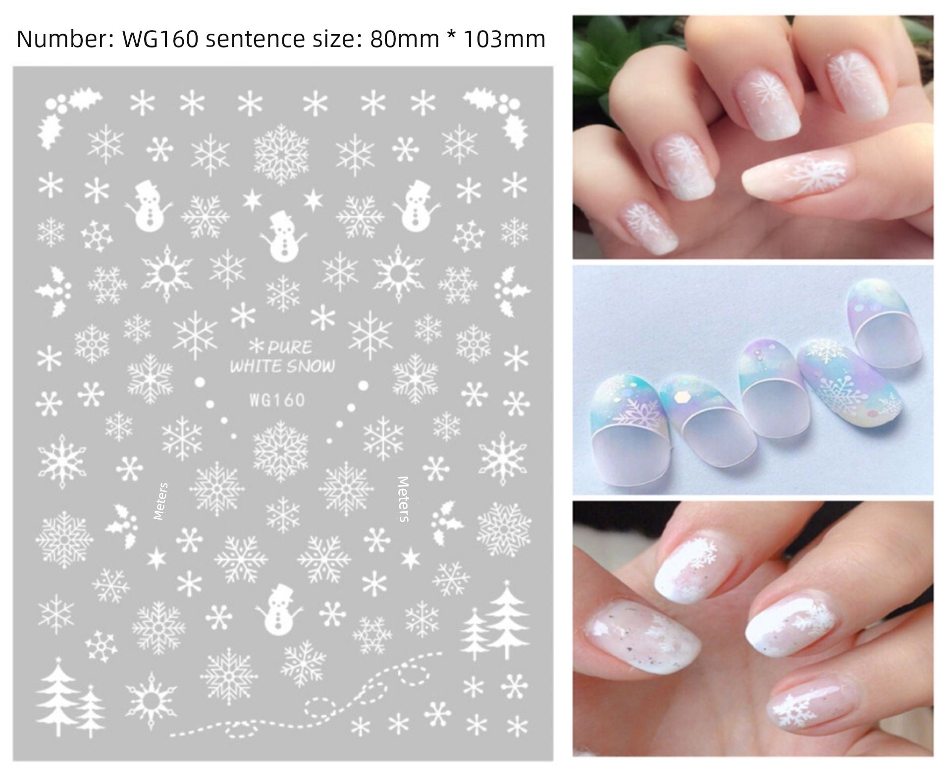 Manicure Christmas Stickers Old Elk White Snowflake Nail Decals Waterproof Ultra-Thin Three-Dimensional Self-Adhesive Adhesive