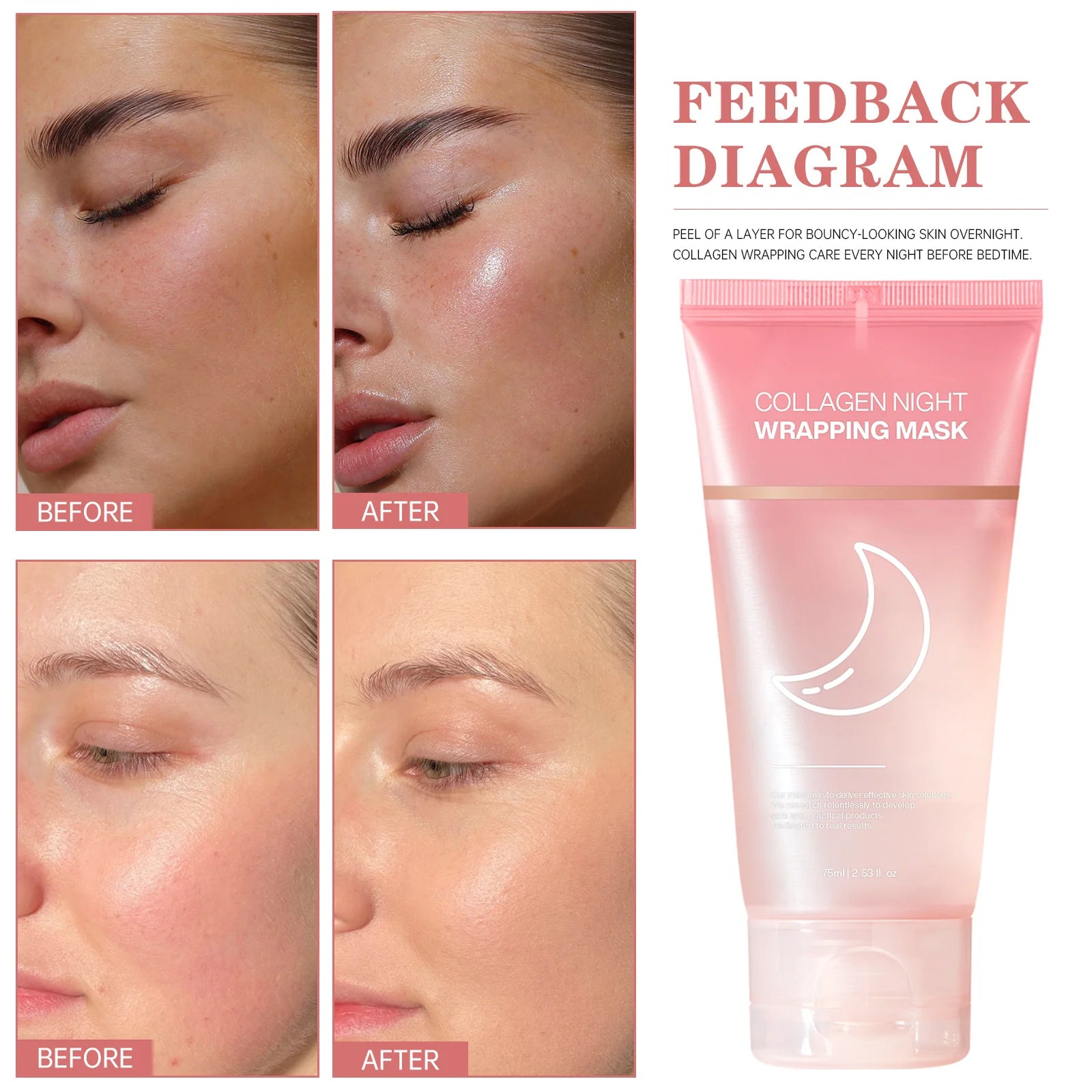 Collagen Night Wrapping MaskReduces Sagging & Dullness Hydrolyzed  Elasticity Hydration Skin Care for All Skin Types