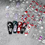 1/2PC 5D Christmas Santa Claus Elk Nail Art Stickers Snowflake New Year Cartoon Nail Decor Decals Xmas Adhesive Manicure Sliders