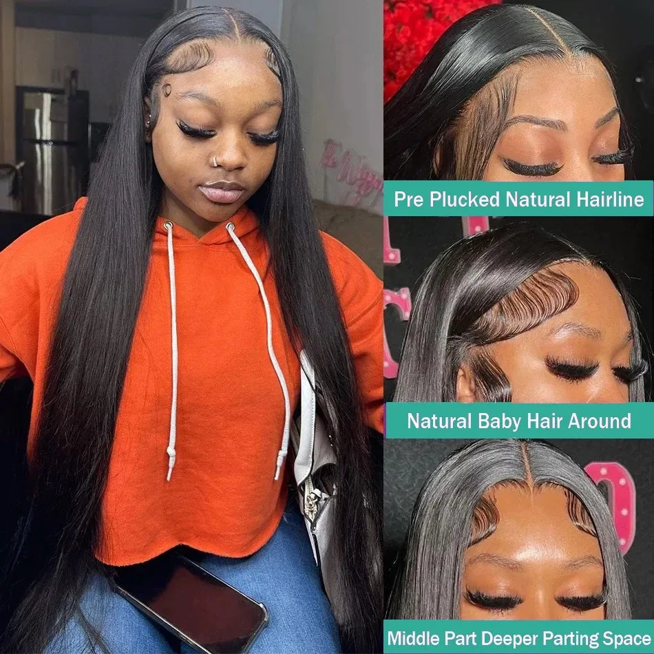 Mossily Straight Lace Front Wigs Hd Lace Wig 13x6 Human Hair Wigs For Women Pre Plucked Brazilian 40 nch 13x4 Lace Frontal Wig