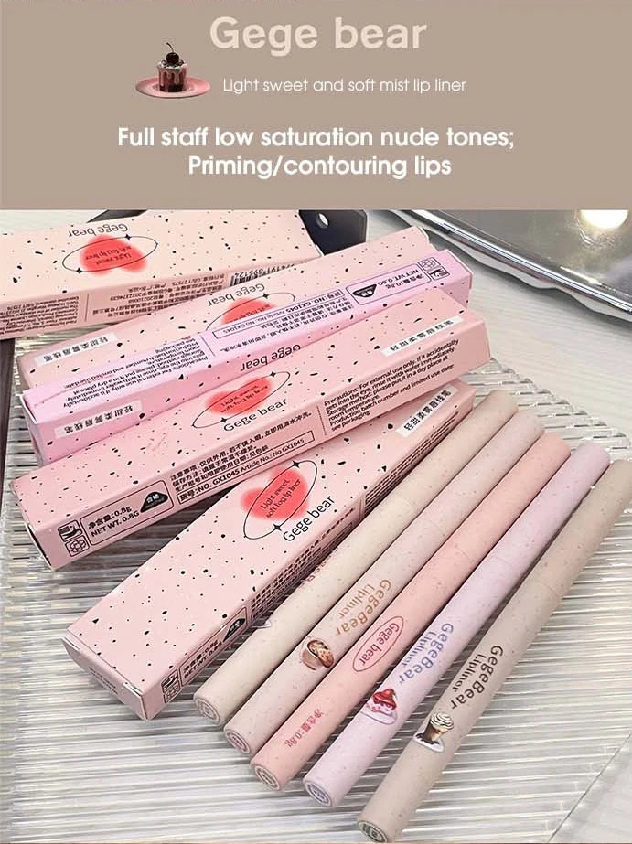 Light sweet and soft fog lipliner outlines the lip shape, lasting, not easy to fade, not take off makeup, nude pink lip liner