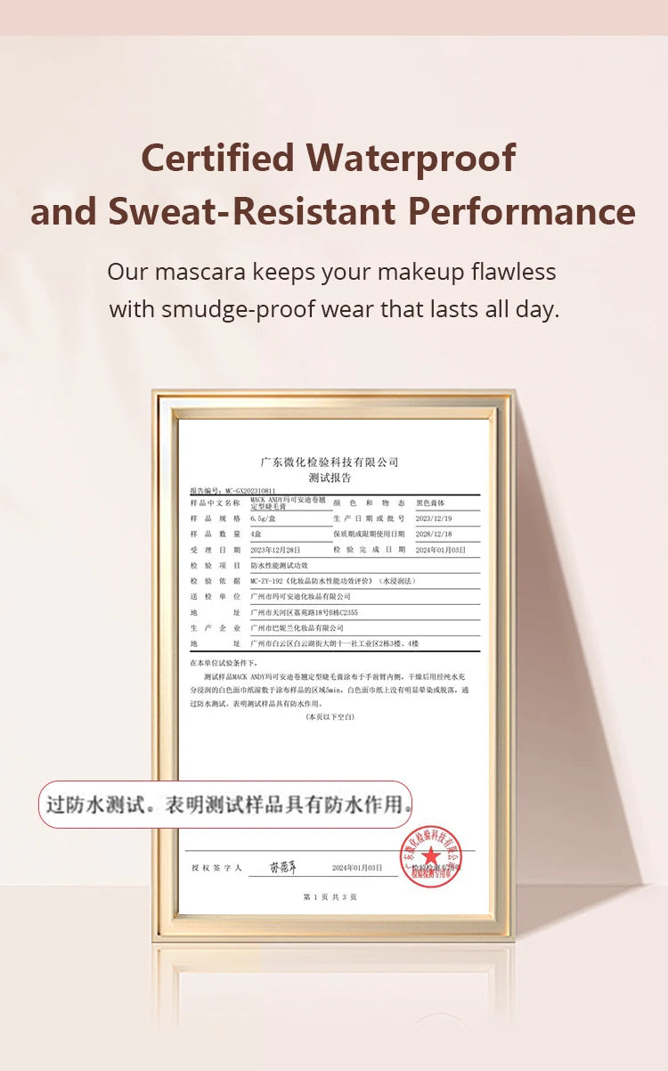 MACKANDY Curling Mascara Volumizing & Lengthening Formula, Buildable, Clump Resistant, Longwear Smudge-Resistant Black Mascara