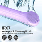 Facial Cleansing Brush, Silicone Face Scrubber with Heat and Vibration 5 Speeds, Waterproof Rechargeable Electric Face Scrub Bru