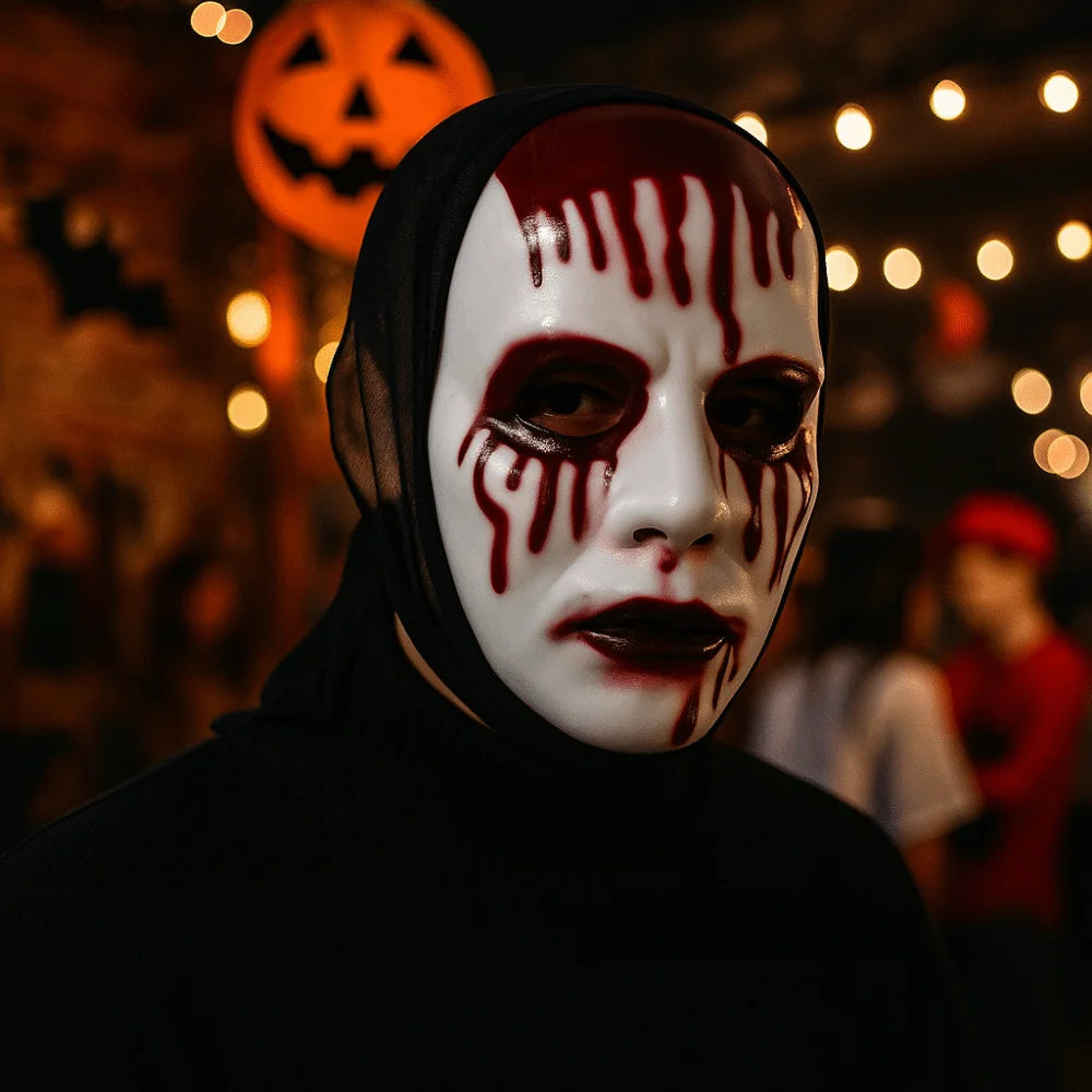 Scary Makeup Scary Look Halloween Mask Realistic Blood Plastic Party Costume Props Reusable Blood Scar Mask Theater Show