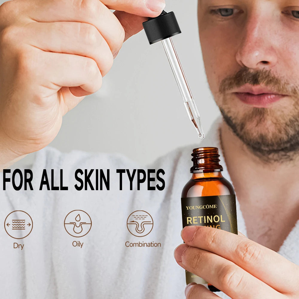 Retinol Anti-Wrinkle Serum Anti Aging  Lifting Firming Fade Fine Lines Moisturizing Skin Care Hyaluronic Acid Facial Serum Man