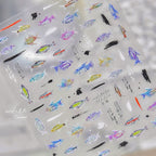 Halloween 5D Nail Art Stickers Sweet Pink Heart-Shaped Pumpkins Black Cat Bat Flocks Ghosts Skeleton Manicure Decal for Girls