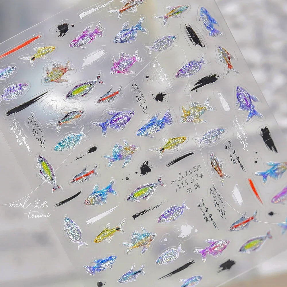 Halloween 5D Nail Art Stickers Sweet Pink Heart-Shaped Pumpkins Black Cat Bat Flocks Ghosts Skeleton Manicure Decal for Girls