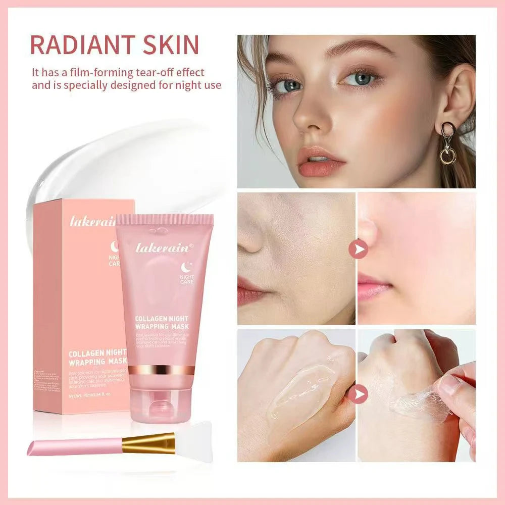 Collagen Peel-off Mask Moisturizing Deep Cleansing Anti Wrinkle Face Skin Care Masks Hydrating Overnight Collagen Mask Cream.