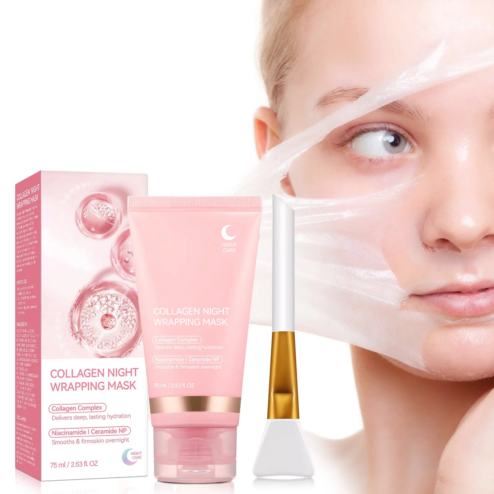 Collagen Night Wrapping MaskReduces Sagging & Dullness Hydrolyzed  Elasticity Hydration Skin Care for All Skin Types