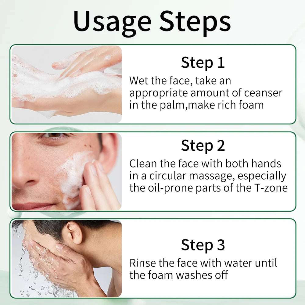 Men's facial cleanser, moisturizing, refreshing and clean skin, summer skin care products, oil control, blackhead removal