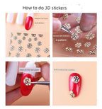 Manicure Christmas Stickers Old Elk White Snowflake Nail Decals Waterproof Ultra-Thin Three-Dimensional Self-Adhesive Adhesive