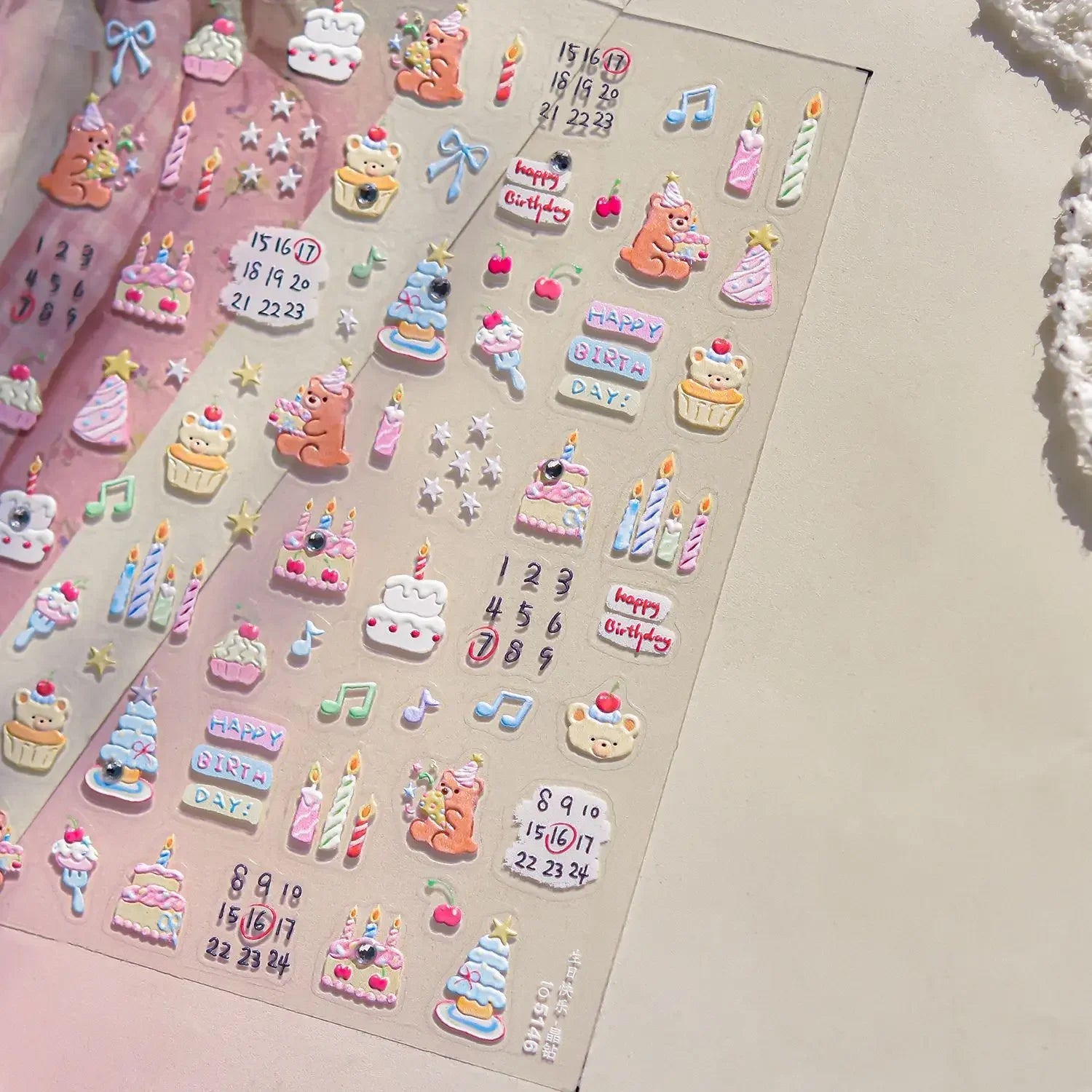 Halloween 5D Nail Art Stickers Sweet Pink Heart-Shaped Pumpkins Black Cat Bat Flocks Ghosts Skeleton Manicure Decal for Girls