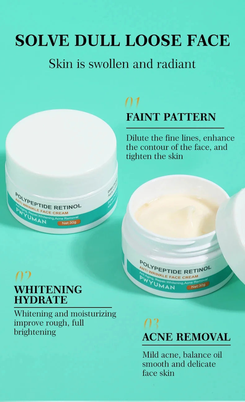 Instant Retinol Lifting Firming Cream Polypeptide Wrinkle Remover Face Cream For Men Moisturizer Whitening Brighten Skin Product