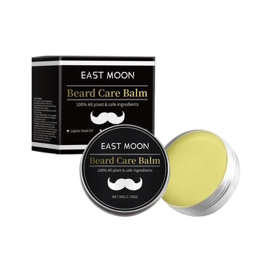East Moon Men's Facial Hair Care Cream Strong Beard Nourishing Thick Soft Bright Black Moisturizing Care