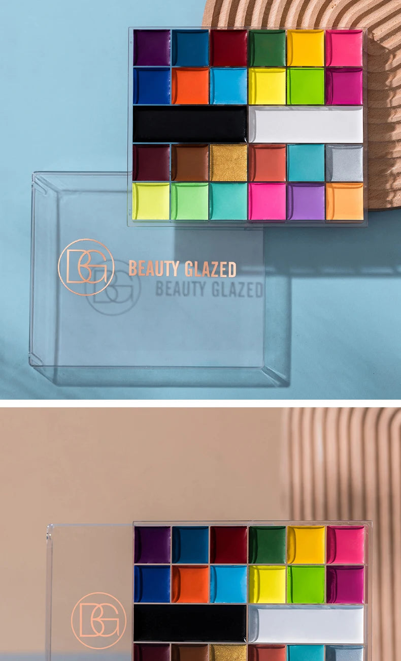 Halloween Face&Body Paint Tray,Rainbow Colorful Oil-Soluble Face Makeup Painting Palette for Festivals,Parties&Butterfly Makeup