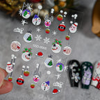1/2PC 5D Christmas Santa Claus Elk Nail Art Stickers Snowflake New Year Cartoon Nail Decor Decals Xmas Adhesive Manicure Sliders
