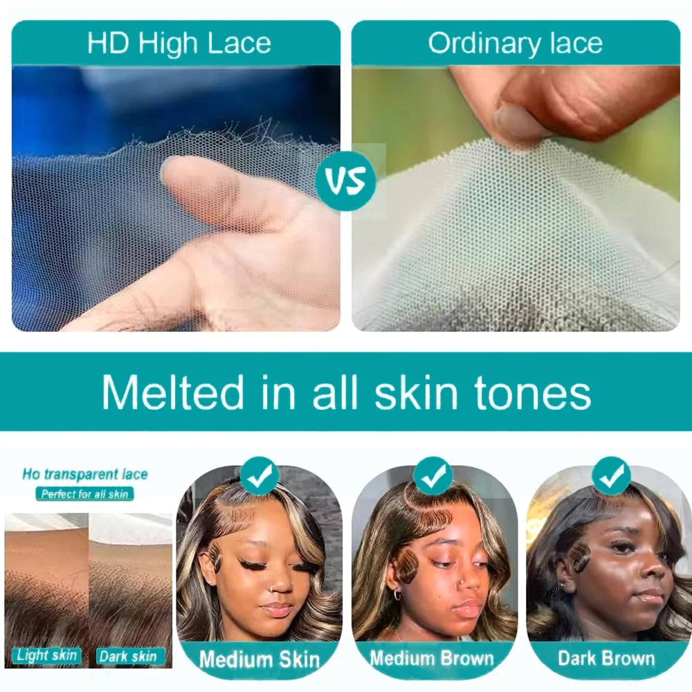 P4/27 Highlight Human Hair Wigs Body Wave 220 Density Ombre 13x6 HD Lace Front Wigs Pre Plucked 13x4 Lace Frontal Wigs For Women