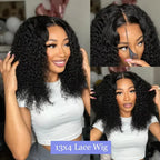 13x4 Curly Short Bob Wig Lace Front Human Hair Wigs For Women Brazilian HD Lace Frontal Wig Glueless Closure Wig Water Deep Wave