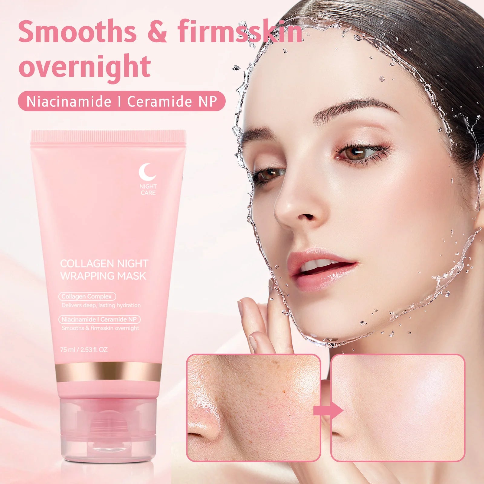 Collagen Night Wrapping MaskReduces Sagging & Dullness Hydrolyzed  Elasticity Hydration Skin Care for All Skin Types