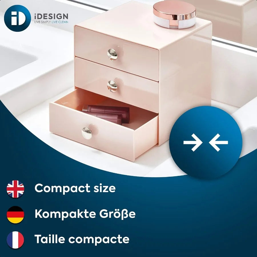 iDesign Plastic 3Drawer Jewelry Box Compact Storage Organization Drawers Set for Cosmetics Dental Supplies Hair Care Bathroom O