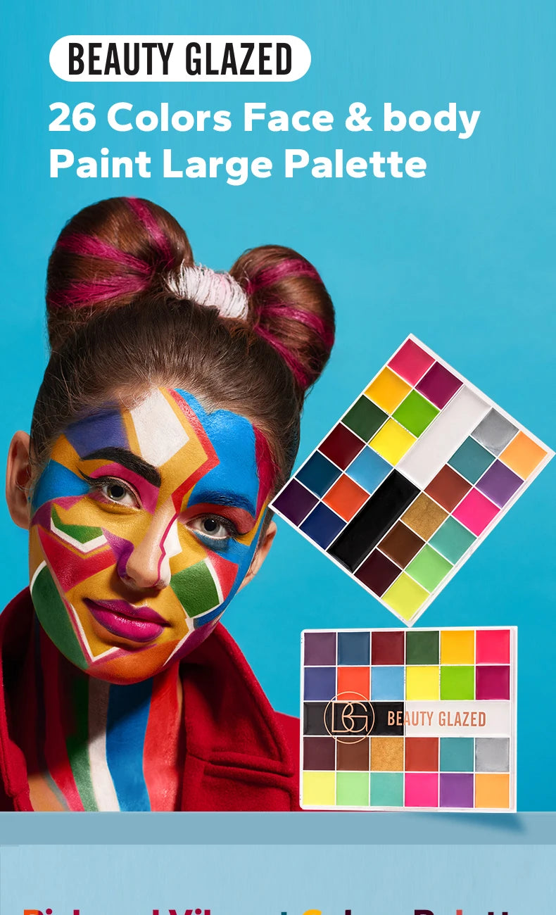 Halloween Face&Body Paint Tray,Rainbow Colorful Oil-Soluble Face Makeup Painting Palette for Festivals,Parties&Butterfly Makeup